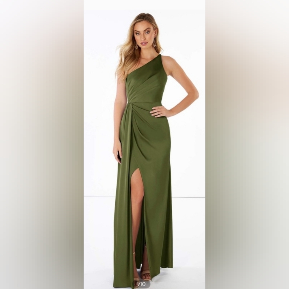 Azazie Mika Stretch Satin Dress in Martini